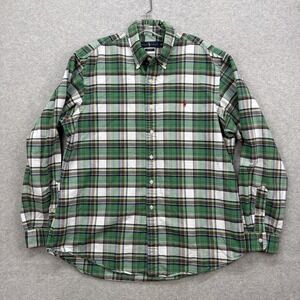 Ralph Lauren Shirt Mens Green Plaid Oxford Button Up Long Sleeve Classic Casual